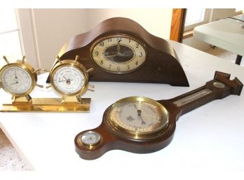 Vintage Clock, Elgin Barometer, Ship Wheel Barometer  (88)