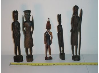 Group Of 5 Besmo Hand Carved African Figurines From Kenya  (102)