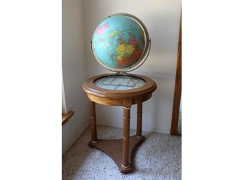 Vintage World Globe, Powell Clock In Table  (100)