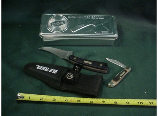 Old Timer Knife In Sheath, Jack Knife And Tin (1137)