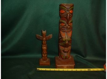 Two Northwest Carved Totem Poles (1122)