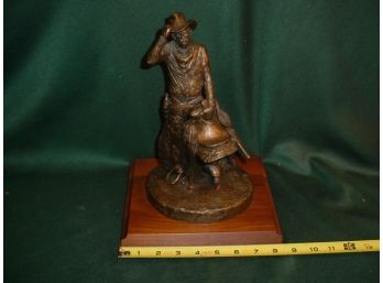Bronzed Metalic Cowboy  Figurine Of 'Drifter' By Michael Garman, 1982, 11'H  (1159)