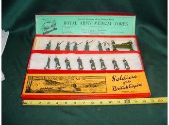 Two Boxes W. Beritain, London Eng.  Toy Metal Soldiers And Army Medical Corps Soldiers  (1076)