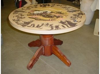 42' Dia Formica Game Table With Pine Base From Harold's Club, Reno NV  (1173)