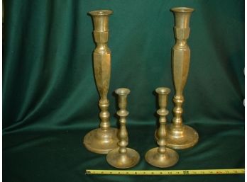 2 Pair Of Brass Candlesticks, 9' & 18' (147)