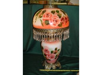 Hand Painted Banquet Lamp, Light Up Base, Prisims   (56)