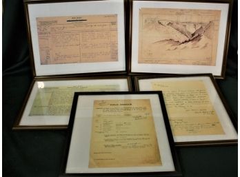 5 Framed WWI Paper Documents, 12'x 15' (150)
