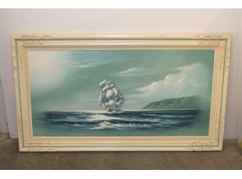 Framed Oil On Canvas (Ship At Sea), 55'x 31'   (84)