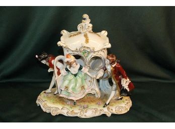 Porcelain Carraige With Men &  Woman Figurines, 12'  (95)