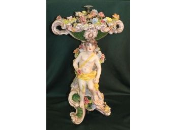 Porcelain Child With Basket, Capodimonte, Italy, Benrose, 24'H  (96)