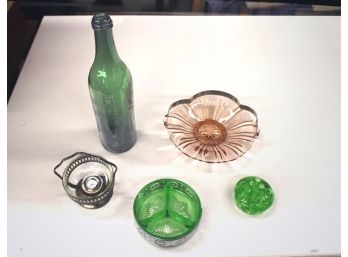 Depression Era Glassware, Embossed Bottle  (117)
