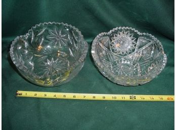 2 Clear Cut Glass Bowls, 8'D  (47)
