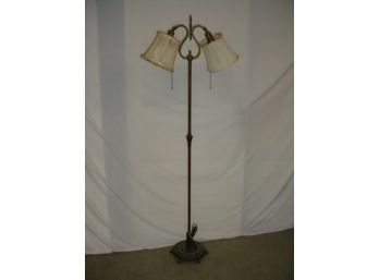 Brass Double Arm Electric Floor Lamp, Iron Base  (165)
