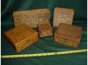 5 Pyrographic Wood  Boxes  (3)