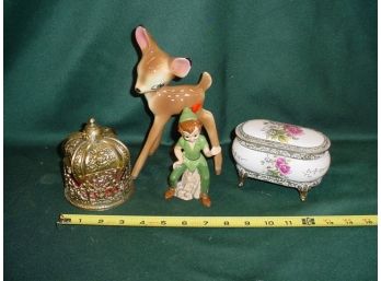 2 Music Boxes, Disney Elf, Deer Figurine  (74)