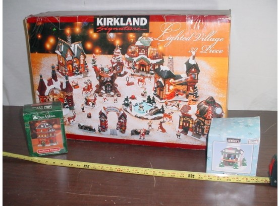 32 Piece Lighted Christmas Village & 2 Buildings  (230)