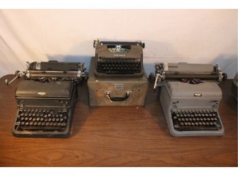 3 Manual Typewriters, 2 Royal, Underwood, Etc.   (121)