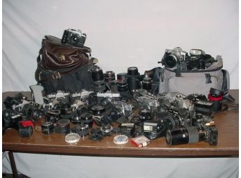Camera Lot, 35mm & Lenses, Filters, Strobs, Cases, Etc.  (111)