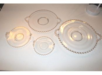 4 Candlewick Pattern Glassware  Plates, 5 1/2', 7', 11 1/2'  (138)