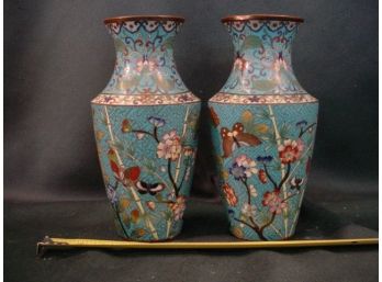 Matching Pair Of 7'H Cloisonne Vases   (15)