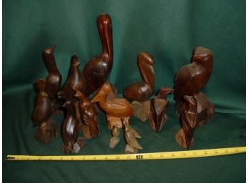 14 Wooden Carved Bird Figurines  (45)