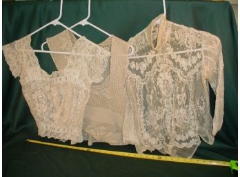 Vintage Clothing, 3 Tops - 2 Lace & 1 Crocheted   (40)