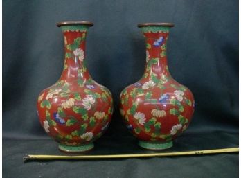 Matching Pair Of 10'h Cloisonne Vases  (16)