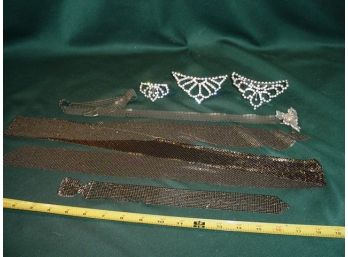 58' Long Metal Mesh Tying Belt, Belt, 3 Rhinestone Decorated Hair Combs  (21)