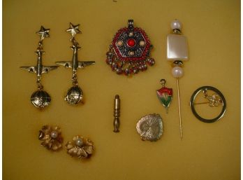 Assorted Costume Jewelry: Earrings, Pendants, Stick Pin, More  (83)