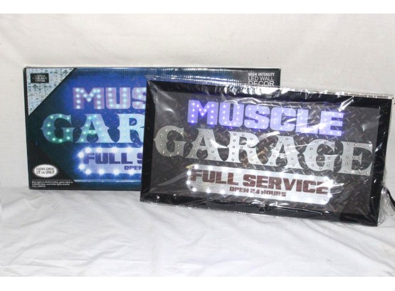 LED Lighted 'Muscle Garage' Sign Working, 19'x 10'    (28)