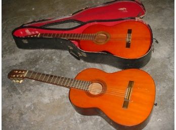 Two 6 String Guitars With One Case, Yamaha G-55-1 & G 120A  (118)