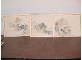 Three 20' X 26' Paintings On Silk  (349)