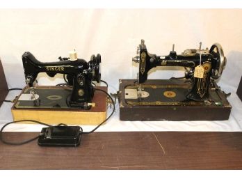 Singer Portable Sewing Machine In Case & Fritzlaff Console Sewing Machine In Case    (44)