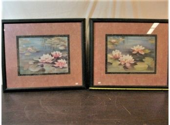 Pair Of Framed Water Lily Watercolors, 27'x 24'   (152)
