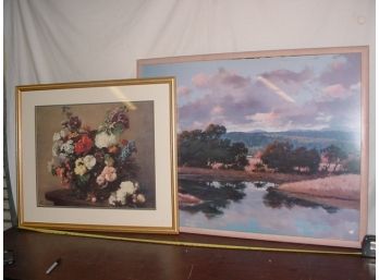 2 Framed Prints, 34'x 29' Fantig '87 & 43'x 33' Twin(?) '88   (76)