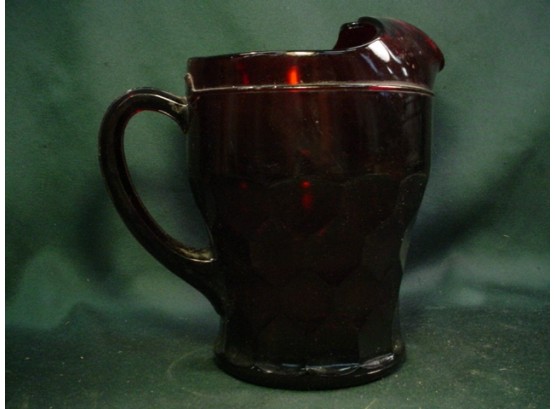 Ruby Red Pattern Glass Pitcher, 8' H   (84)