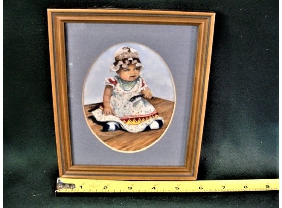 Framed Painting, Joan Willies, 'Amanda Lee' Seminole Indian Baby, 6'x 7'   (121)