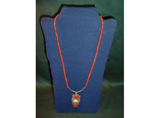 Tourquoise, Coral & Silver Necklace  (17)
