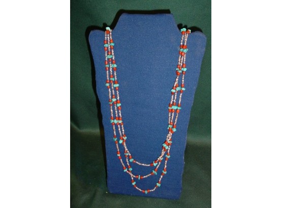 Vintage Old Indian Necklace, Coral & Turquoise  (139)