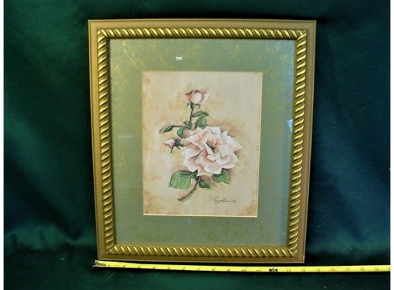 Framed Print Floral Still Life, Signed, 14'x 16'  (120)