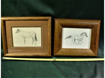2 Framed Horse Prints, Signed, 11'x 9'  (102)