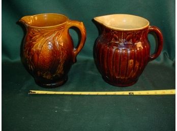 2 Stoneware Pitchers, 8' High   (189)
