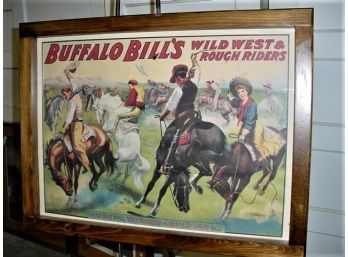 Old Framed Poster, Buffalo Bill & Rough Riders, Cow Boy Fun   (130)