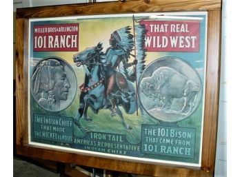 Old Framed Poster, Miller Bros & Arlington, 101 Ranch, 1913,  34'x 25'   (131)