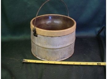 Metal Wrapped Ceramic Pot With Handle, 7'x 5'  (57)
