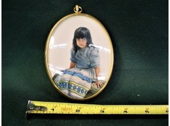 Miniature Oil Painting, Joan Willies RMS, 'Seminole Indian Child', 3'x 4'  (116)
