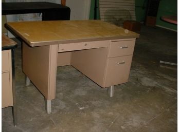 Metal Desk, 4'w X 30'd X 29'h, One Bank Of Drawers  (63)