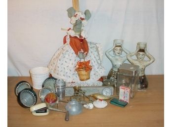 Misc. Lot: Broom Mouse, Candle Holders, More    (33)