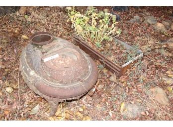 Yard Art, 'Moon Fire Keeper' Cast Iron Stove Base And Metal Planter  (235)