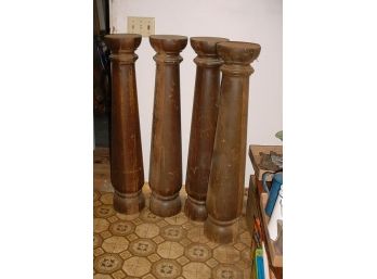 4 Turned Oak Columns 42' High Each  (116)